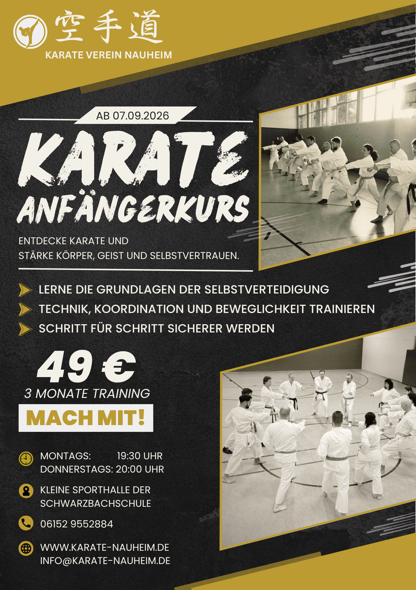 Flyer zum Karate-Anfängerkurs des Karate Dojo Nauheim
